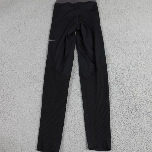 NIKE Pro Dri Fit Compression Leggings Womens Small Black Spell Out Run Training - Picture 15 of 16